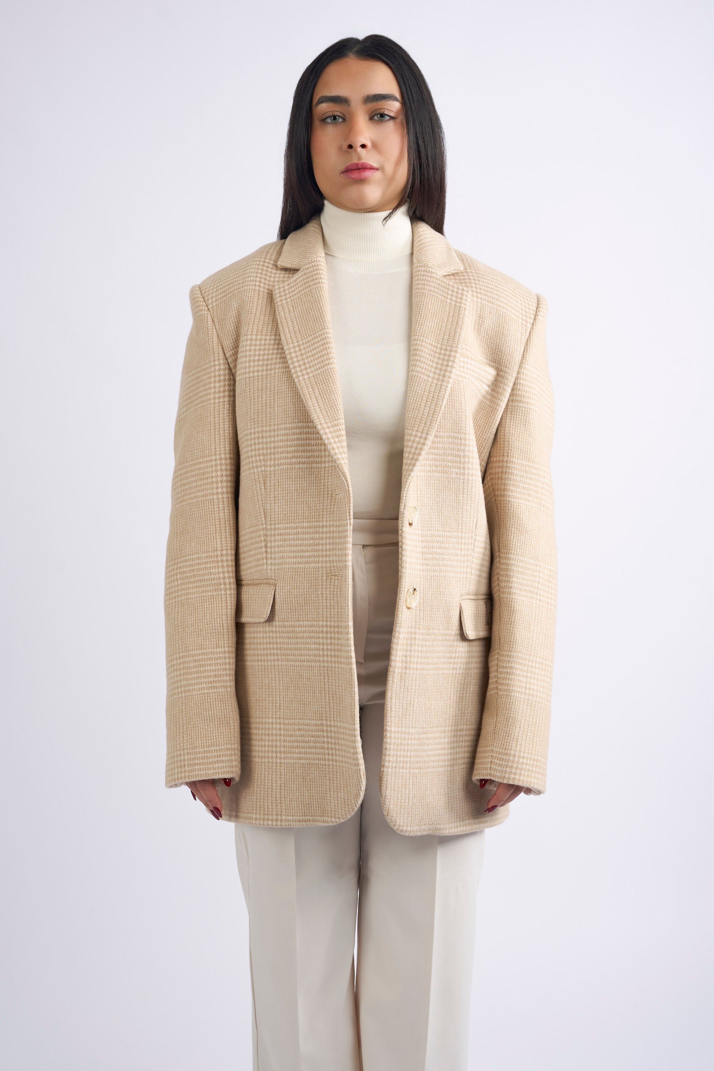 HERITAGE WOOL OVERSIZED BLAZER - BEIGE