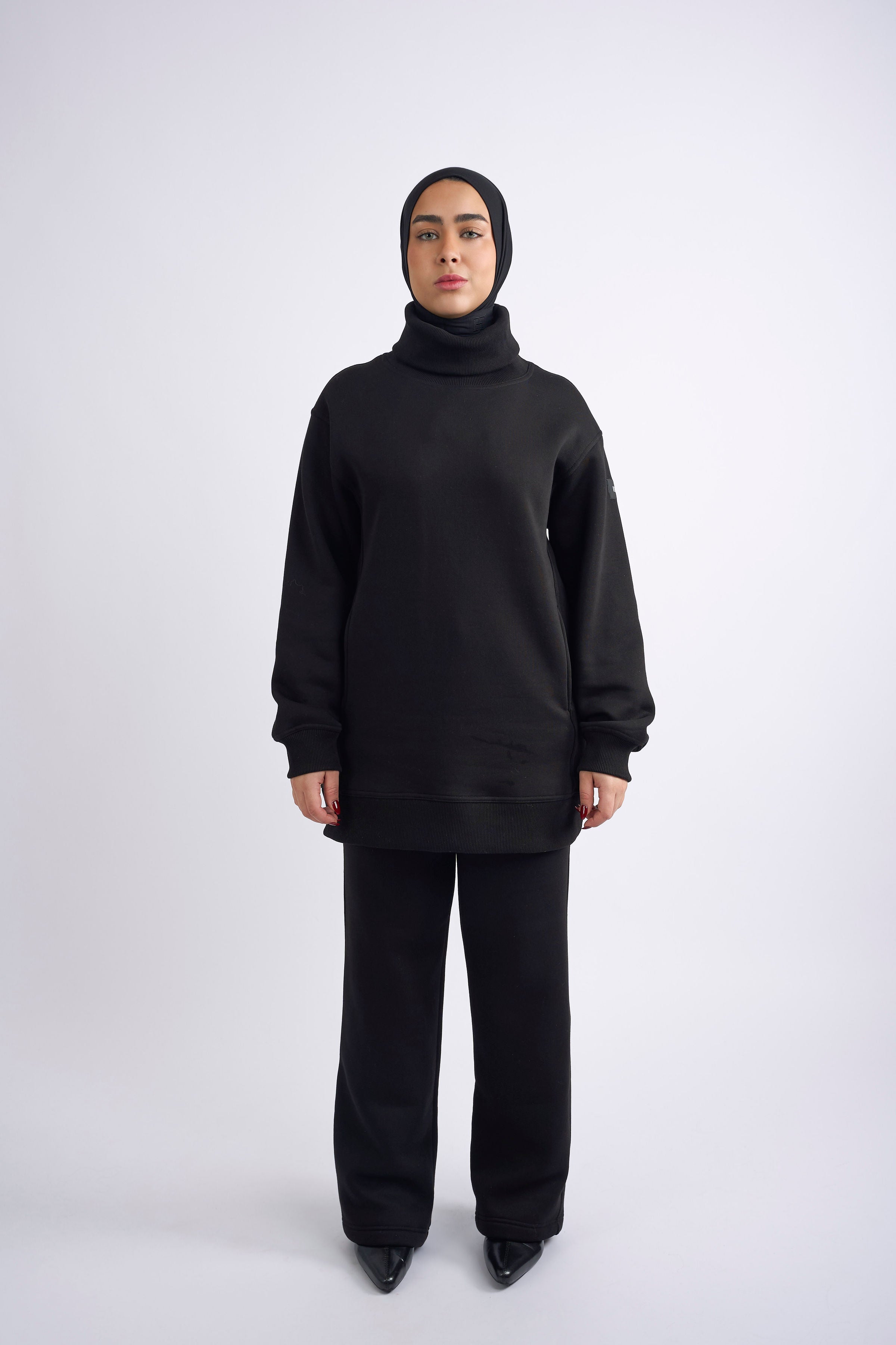 Soft High-Neck Sweater - Black