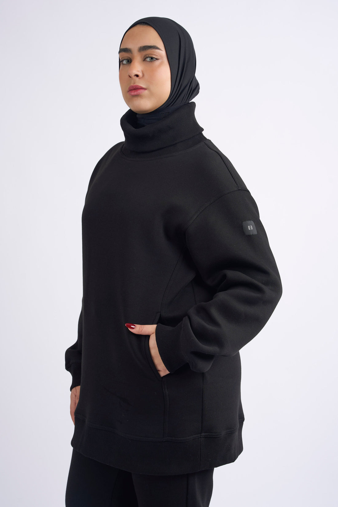 Soft High-Neck Sweater - Black