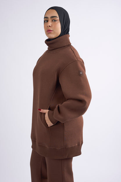 Soft High-Neck Sweater - Brown