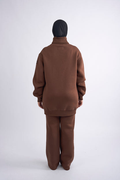 Soft High-Neck Sweater - Brown