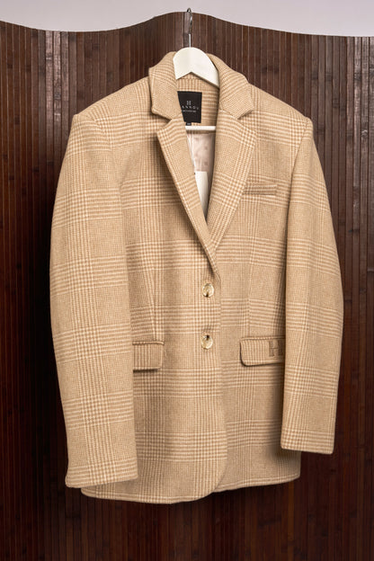 HERITAGE WOOL OVERSIZED BLAZER - BEIGE